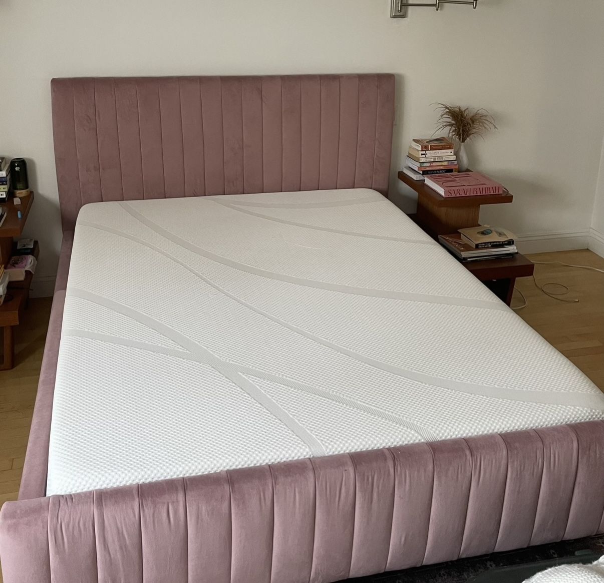 Queen Upholstered Platform Bed – Great Condition!