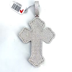 925 Sterling Silver CZ Floral Cross Pendant 16.00g 199331/11
