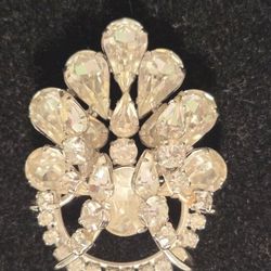 Vintage Sterling Silver Jay Flex Rhinestones Brooch 