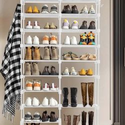 10-Tier Shoe Rack with Double Rows Space-Saving Entryway Organizer for Shoes Hats Bags Entry Hall