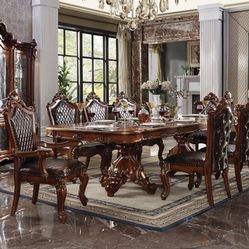 120”L Dining Table Set With 8 Chairs