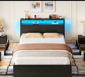 Queen bed frame with drawers