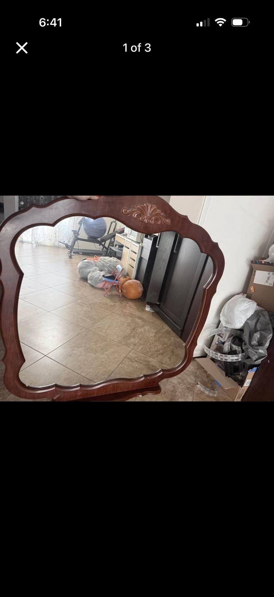 Antique Carved Wooden Mirror