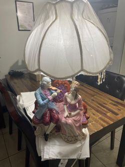 Vintage Porcelain Rococo Style Figural Lamp