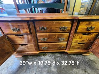 Solid wood 9 drawer dresser by Lorts
69"w 
