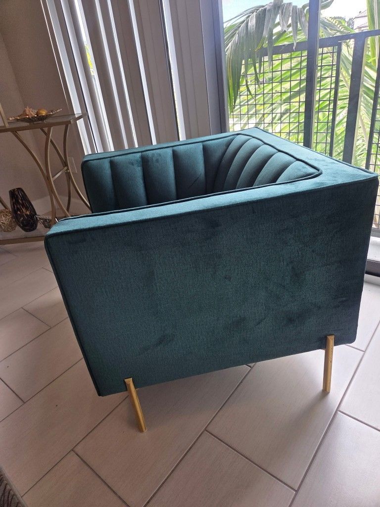 Teal Velvet Armchair