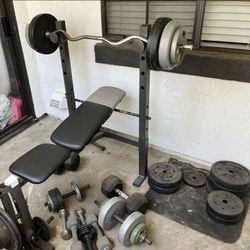 Complete Weight Set With Adjustable Bench 