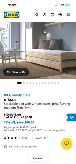 Stackable twin beds
