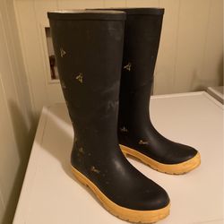 Serra Rain boots Black And Yellow With Small Yellow Bees