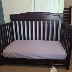 Toddler Bed/ Crib And Mattress W/cover Sheet
