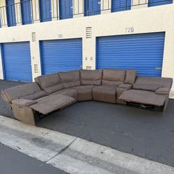 Brower Fabric Power Reclining Sectional with Power Headrests 