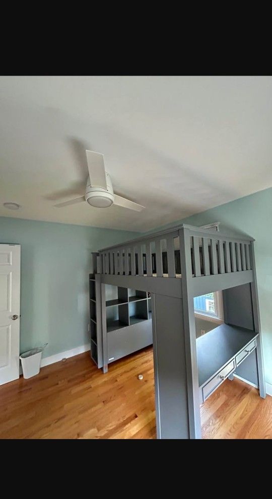 POTTERY BARN DESK, STORAGE, And  LOFT BED.