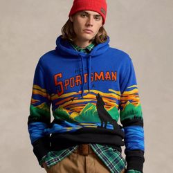 NWT Polo Ralph Lauren SPORTSMAN USA Full Graphic Fleece Hoodie Sweatshirt $248 Large XL