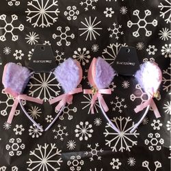 Lavender Cat Ear Headband With Bells 