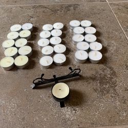 30 Tealight Candles + Holder