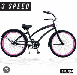 SKULLXBONES  Women's Beach Cruiser   -   FLAT   BLACK/PINK