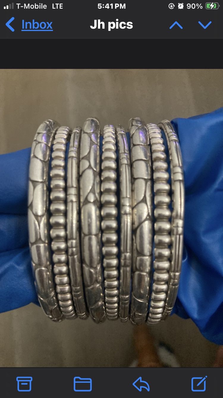 Authentic John Hardy Sterling Silver Bangles/Bracelet (Bedeg & Kali) - Set Of 9