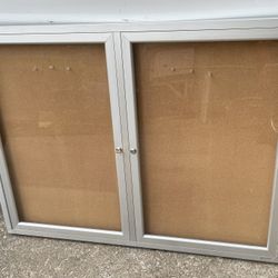 48” x 36” Enclosed Cork Board Aluminum Frame 2-Door (Quartet)