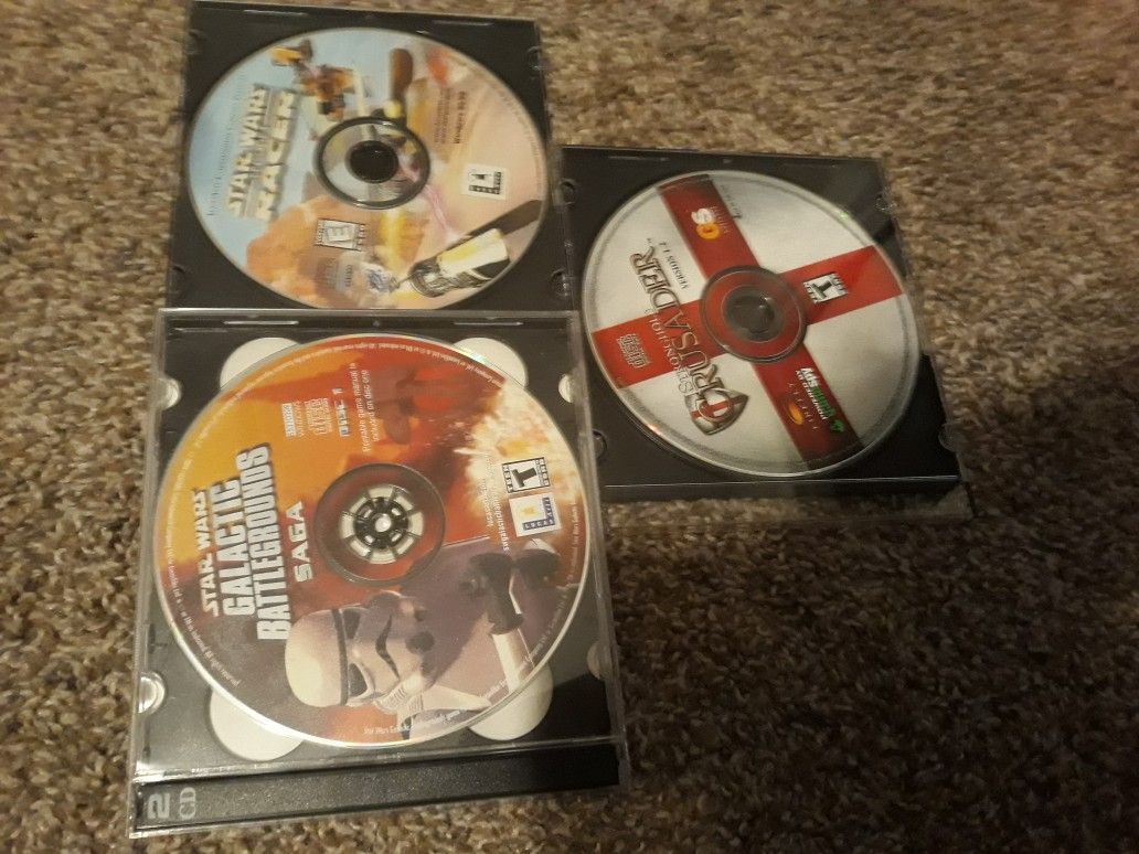 3 PC games. Star Wars games and Stronghold Crusaders