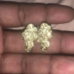 Real 10k Gold Nugget Earring