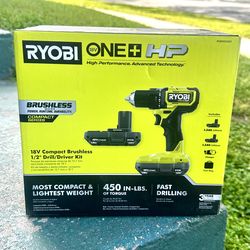 RYOBI 18V ONE+ HP Brushless 1/2” Drill/Driver Kit... Brand New In Box