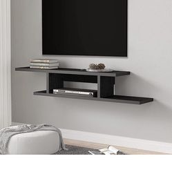 New  Floating TV Stand Shelf - Wall Mounted Entertainment Center Media Console Component Wall Cabinet, Black, 50"