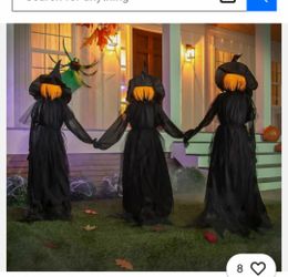 Halloween Pumpkin Witch Figures Set of 3