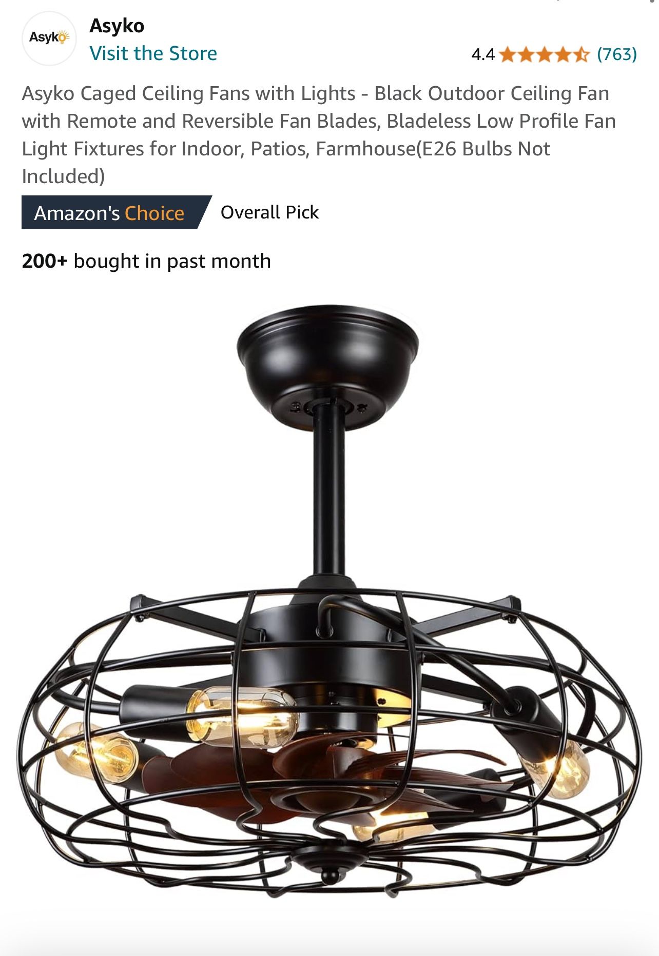 Caged Ceiling Fan with Lights