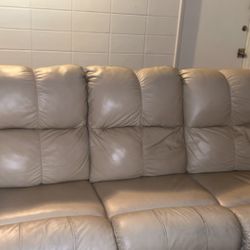 Recliner 3 Seat Beige Couch 