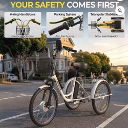 ❤️ SKERI Electric Tricycle,White Electric 350W 36V Three-Wheeled Electric Tricycle, with Large Basket, white $350  