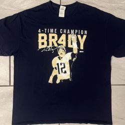 TOM BRADY 4 TIME CHAMPION Autograph PATRIOTS NFL Men’s T Shirt sz XL Navy