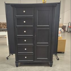 Ashley Furniture Black Wood Armoire with Six Drawers