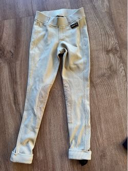 Kerrits Youth Tan Horseback Riding Breeches Knee Patch Pull-On Jodhpurs Girls- Size Small
