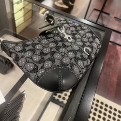 Coach Black Crystal Jacquard Hampton Hobo Bag 