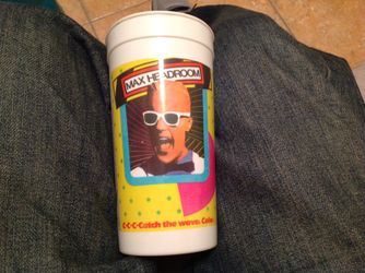 1980's Max Headroom plastic drink cup
