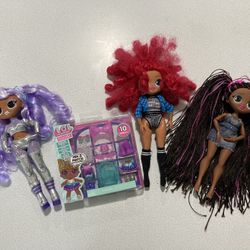 LOL Surprise OMG Dolls Lot 3 Dolls And Accessories Pack!!