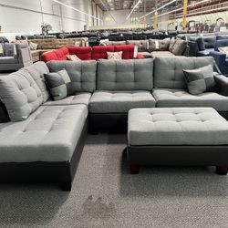 Sectional Sofa Set With Ottoman 