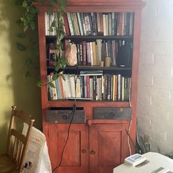 Cute Orange Hutch W/ Shelves 