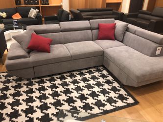 Grey Fabric Sectional Sofa expandable