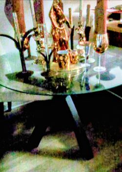 Round Glass Top Coffee Table Dark Base