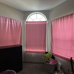 3 Single Panel Pink Blackout Curtains Rods Included (roughly 42 W x 60 L)