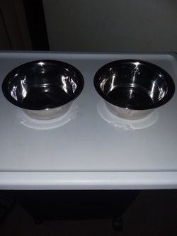 (GENTLY USED) STAINLESS STEEL PET BOWLS $10.00 OBO.