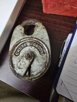 Vintage Heavy Duty Iron Chubb London Padlock Serial no 069 collectible pre 1890s