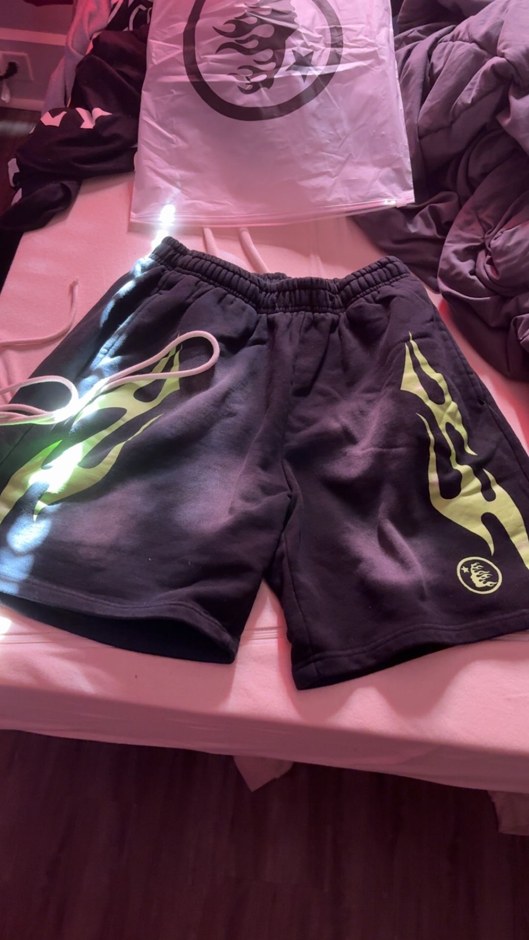 Hellstar Flame Shorts Green