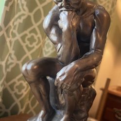 Vintage Darwin “The Thinker” Monkey Figurine Bronze Color Ceramic