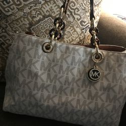 Brown And Beige MK Leather handbag 