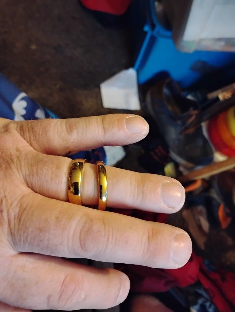 2 Mens Gold Plated Wedding Bands 