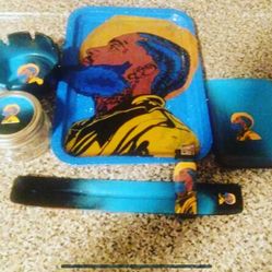 Custom made trays, hats and shirts. The trays start at $35 all depends on what you want.