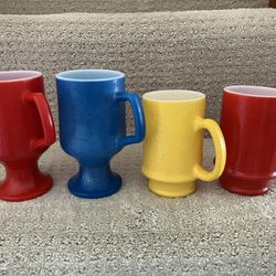 4-vintage Milk Glass Cups No Chips Or Cracks