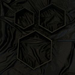 Set of 3 Black Wood Hexagon Floating Shelves for Wall Decor - Farmhouse Honeycomb Shelves for Living Room Decor, Kitchen Storage, Mounted Storage - Du